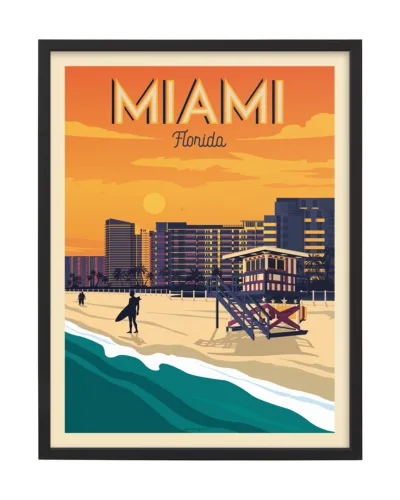Ingelijste poster: Vintage Miami