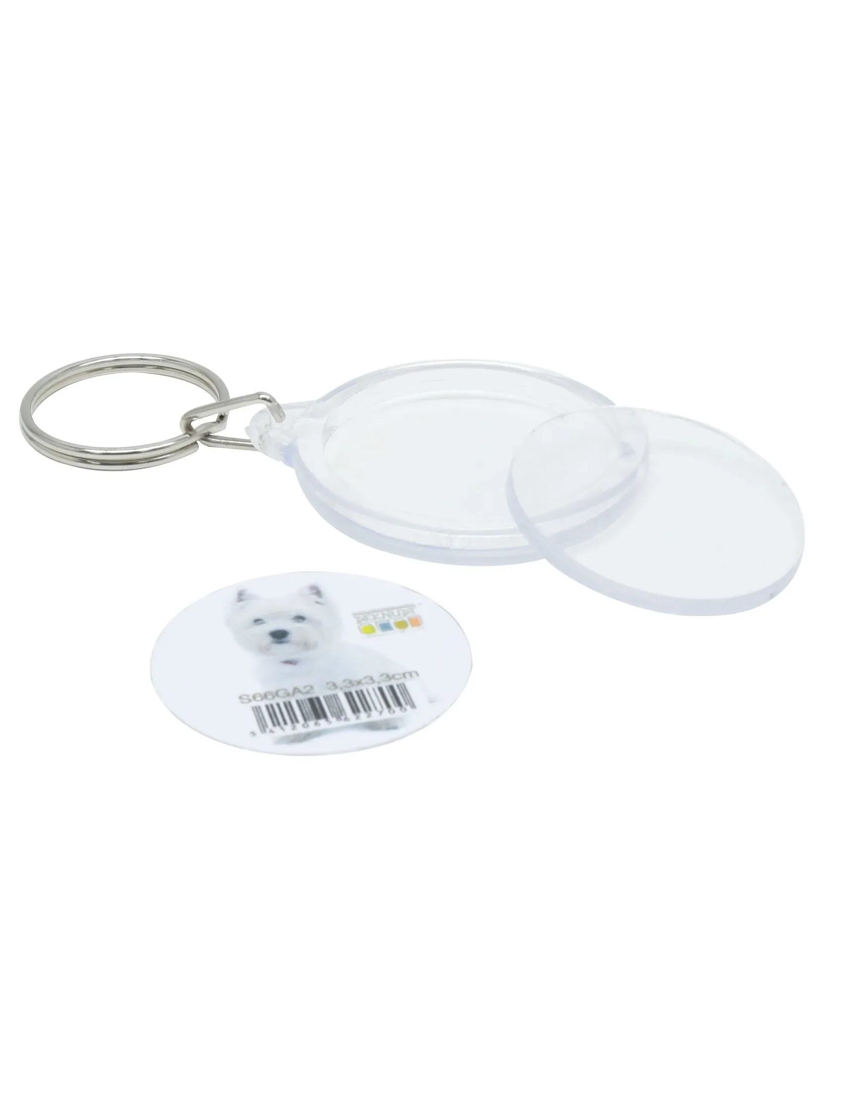 Ronde sleutelhanger met foto - transparant